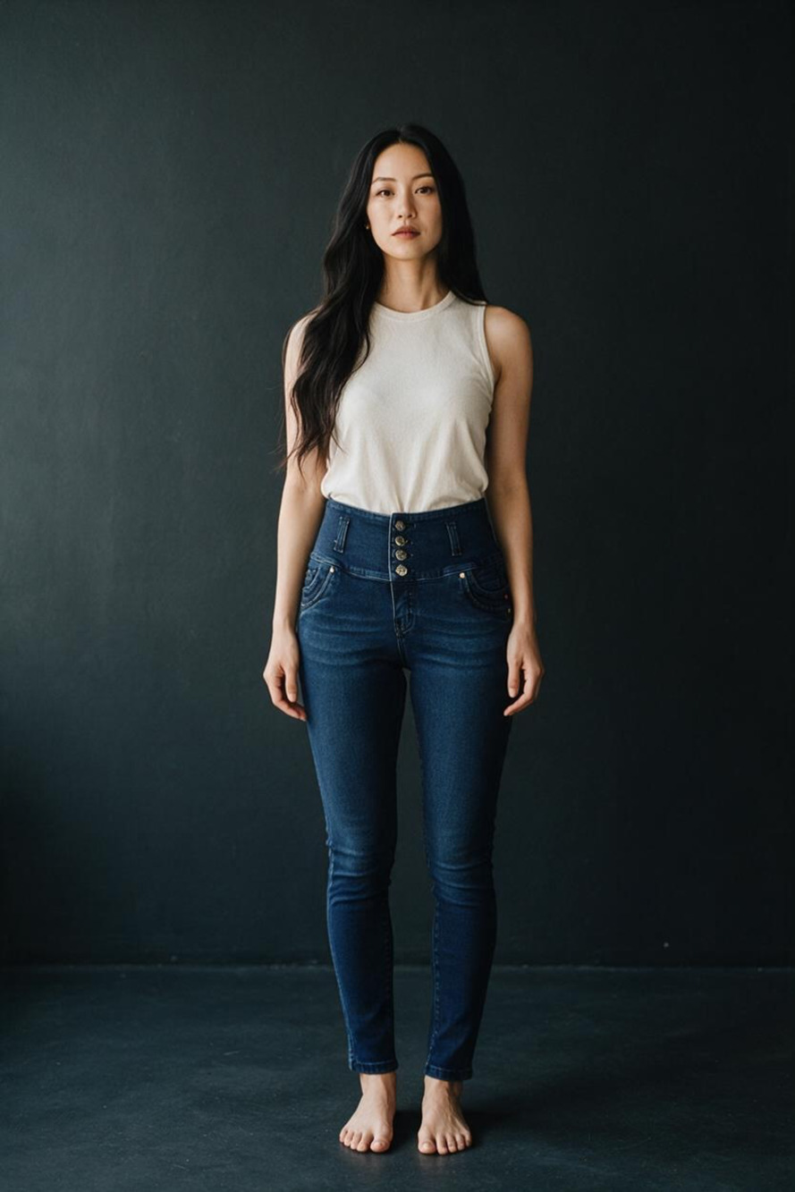 Tiki Jeans High Waisted Butt Lift Skinny Jeans Dark Blue
